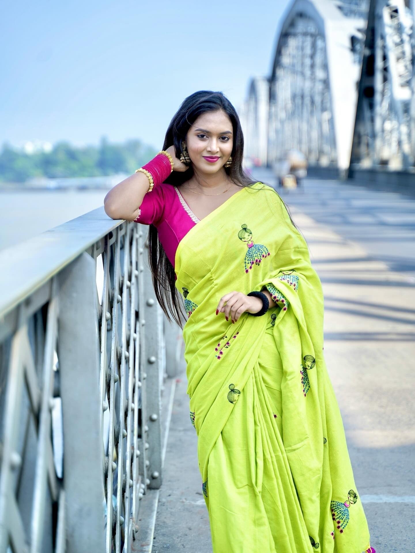 Yellow Pure Embroidery Mulmul Cotton Saree for Women | Soft & Lightweight Ethnic Wear