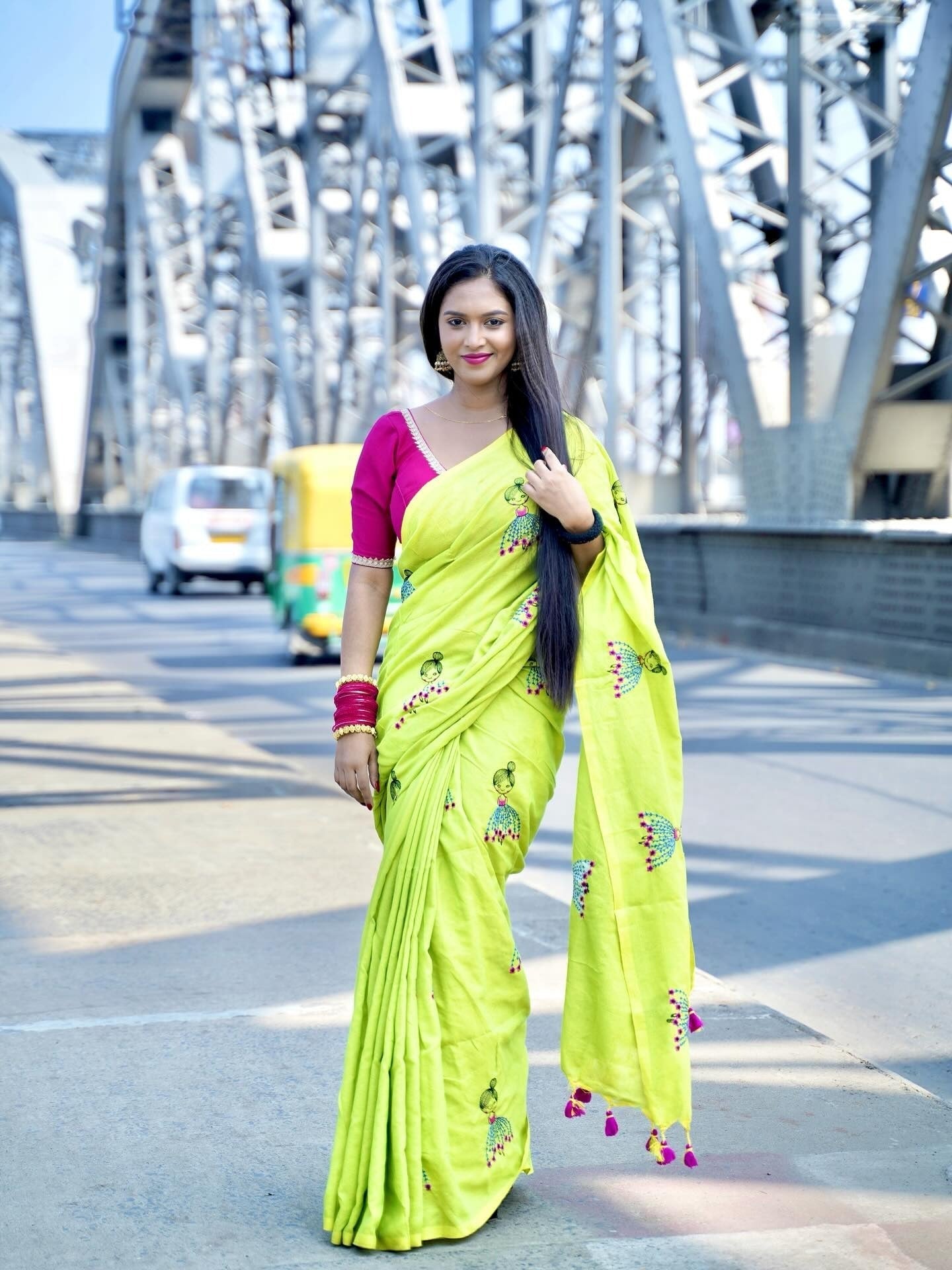 Yellow Pure Embroidery Mulmul Cotton Saree for Women | Soft & Lightweight Ethnic Wear